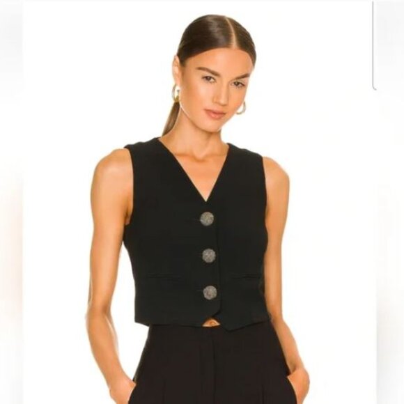 Saloni Crop Waistcoat in Black Vest Sz 2 - Picture 1 of 7